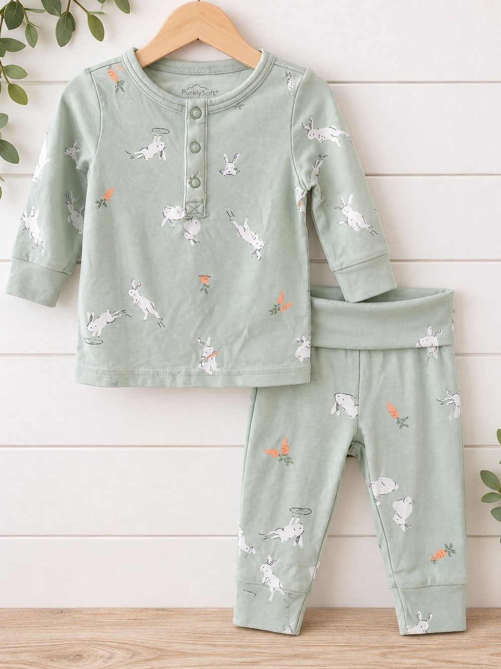 Carter’s PurelySoft Baby 3M Sage Bunny & Carrot 2-Piece Set
